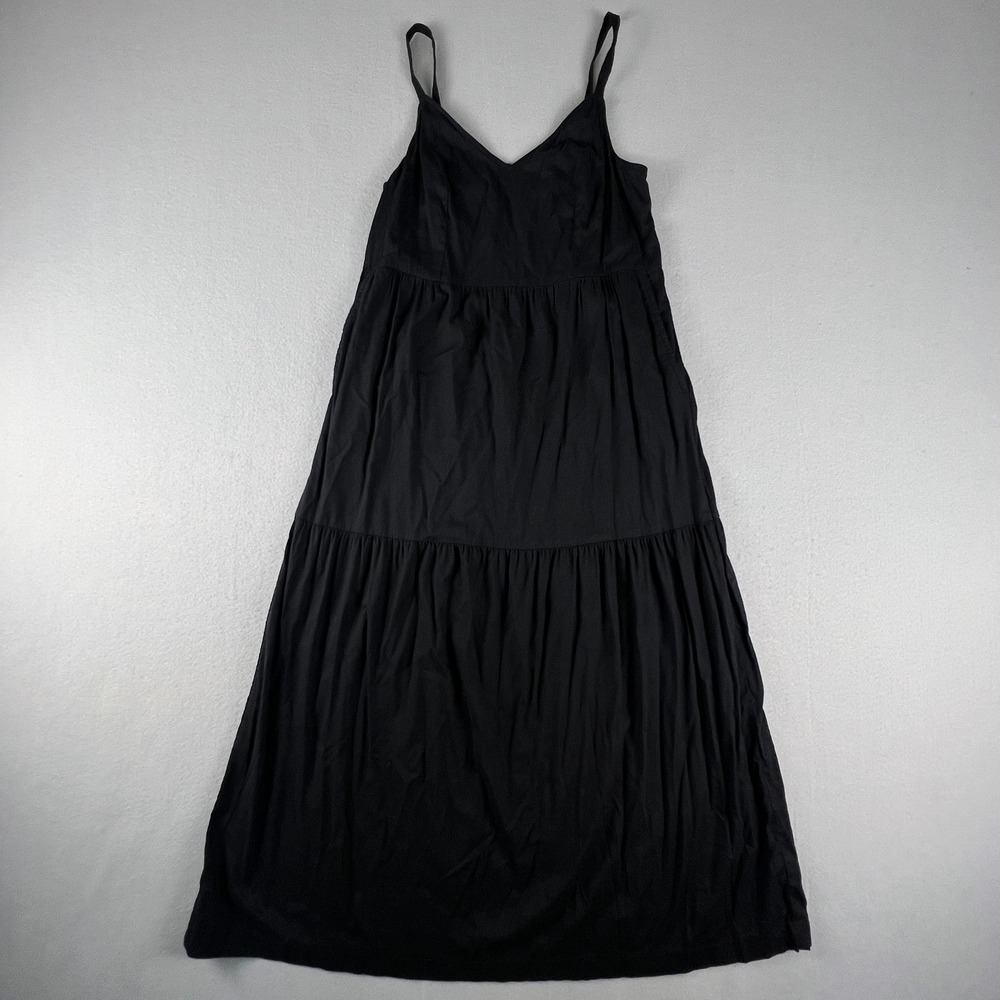 Old‎ Navy Cami Maxi Dress XS Black Tiered Katherine Cotton Blend Summer Boho